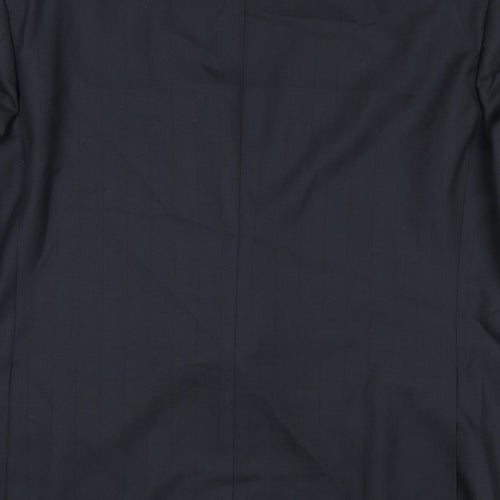 Wellington Mens Black Striped Wool Jacket Suit Jacket Size 48 Regular