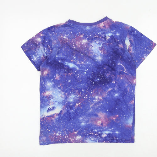 NEXT Boys Blue 100% Cotton Basic T-Shirt Size 9 Years Round Neck Pullover - Galaxy Print
