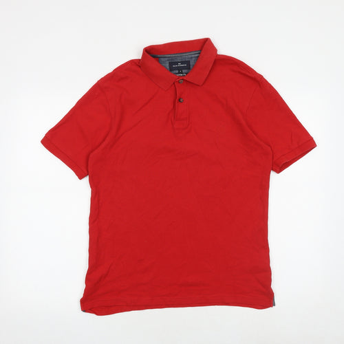 Blue Harbour Mens Red 100% Cotton Polo Size S Collared Button