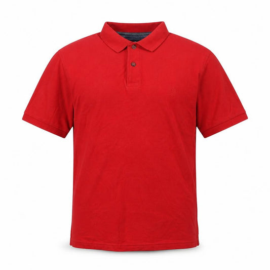 Front view of Blue Harbour men’s red 100% cotton polo, size S, collared button