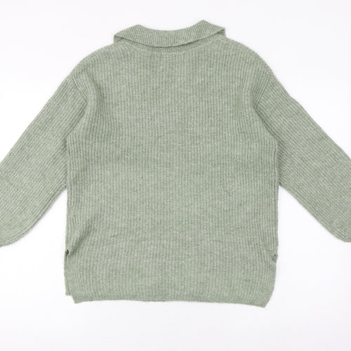 Marks and Spencer Womens Green Collared Acrylic Pullover Jumper Size S