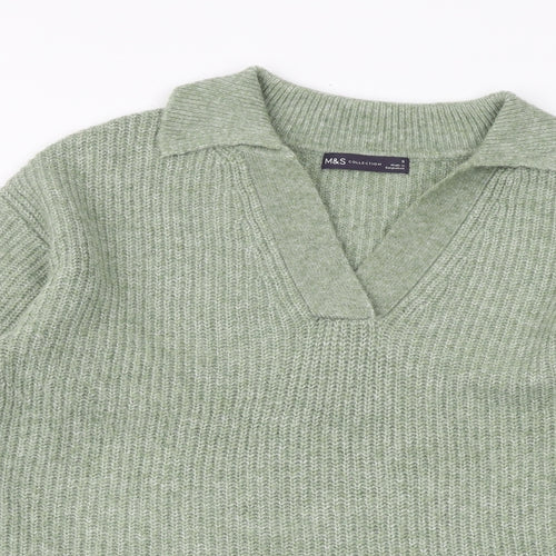 Marks and Spencer Womens Green Collared Acrylic Pullover Jumper Size S