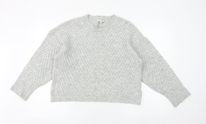 Marks and Spencer Womens Grey Round Neck Acrylic Pullover Jumper Size XS