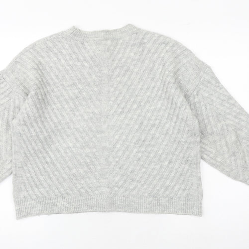 Marks and Spencer Womens Grey Round Neck Acrylic Pullover Jumper Size XS