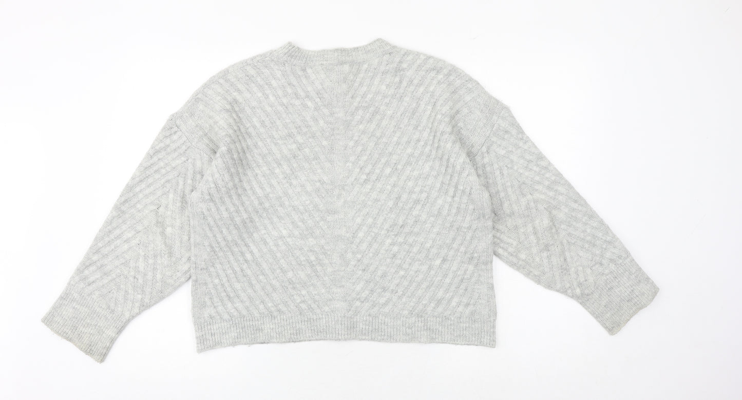 Marks and Spencer Womens Grey Round Neck Acrylic Pullover Jumper Size XS