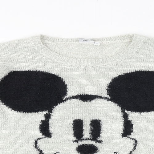 Mickey and Friends Womens Grey Round Neck Acrylic Pullover Jumper Size XS - Mickey Mouse