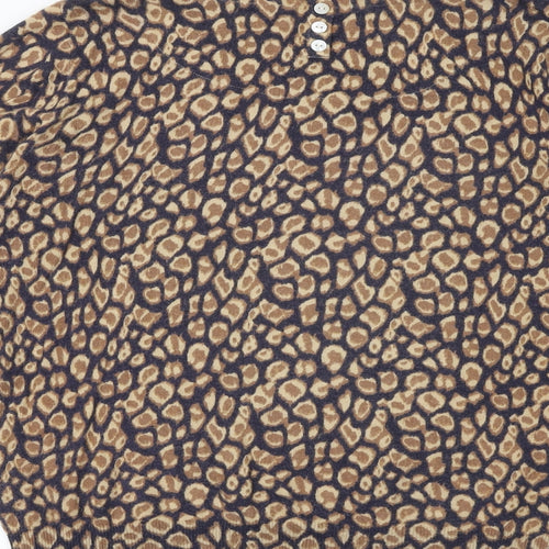 NEXT Womens Multicoloured Round Neck Animal Print Cotton Pullover Jumper Size 16 - Leopard Print