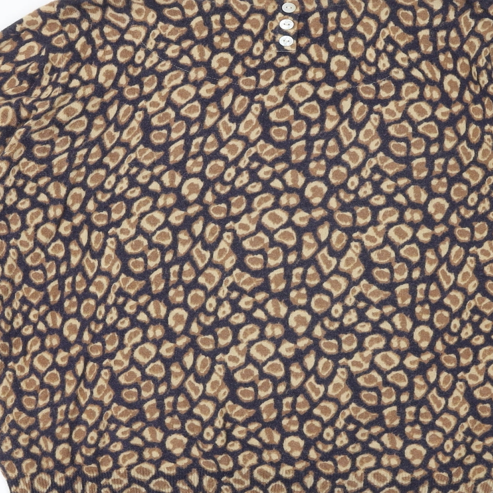 NEXT Womens Multicoloured Round Neck Animal Print Cotton Pullover Jumper Size 16 - Leopard Print