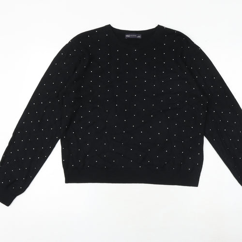 Marks and Spencer Womens Black Round Neck Viscose Pullover Jumper Size L