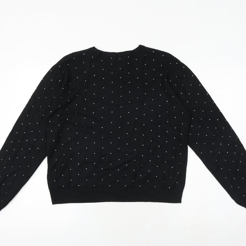 Marks and Spencer Womens Black Round Neck Viscose Pullover Jumper Size L