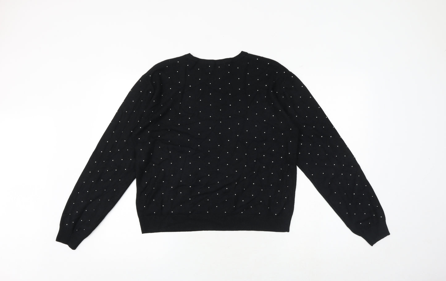 Marks and Spencer Womens Black Round Neck Viscose Pullover Jumper Size L