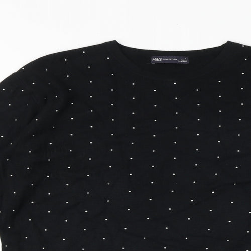 Marks and Spencer Womens Black Round Neck Viscose Pullover Jumper Size L