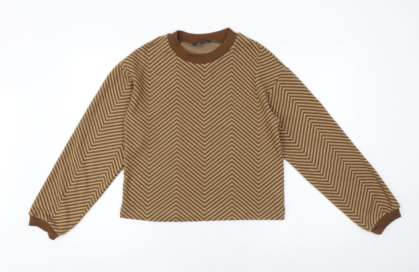 Marks and Spencer Womens Brown Geometric Polyester Pullover Sweatshirt Size 8 Pullover