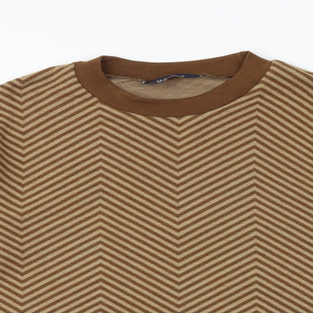 Marks and Spencer Womens Brown Geometric Polyester Pullover Sweatshirt Size 8 Pullover