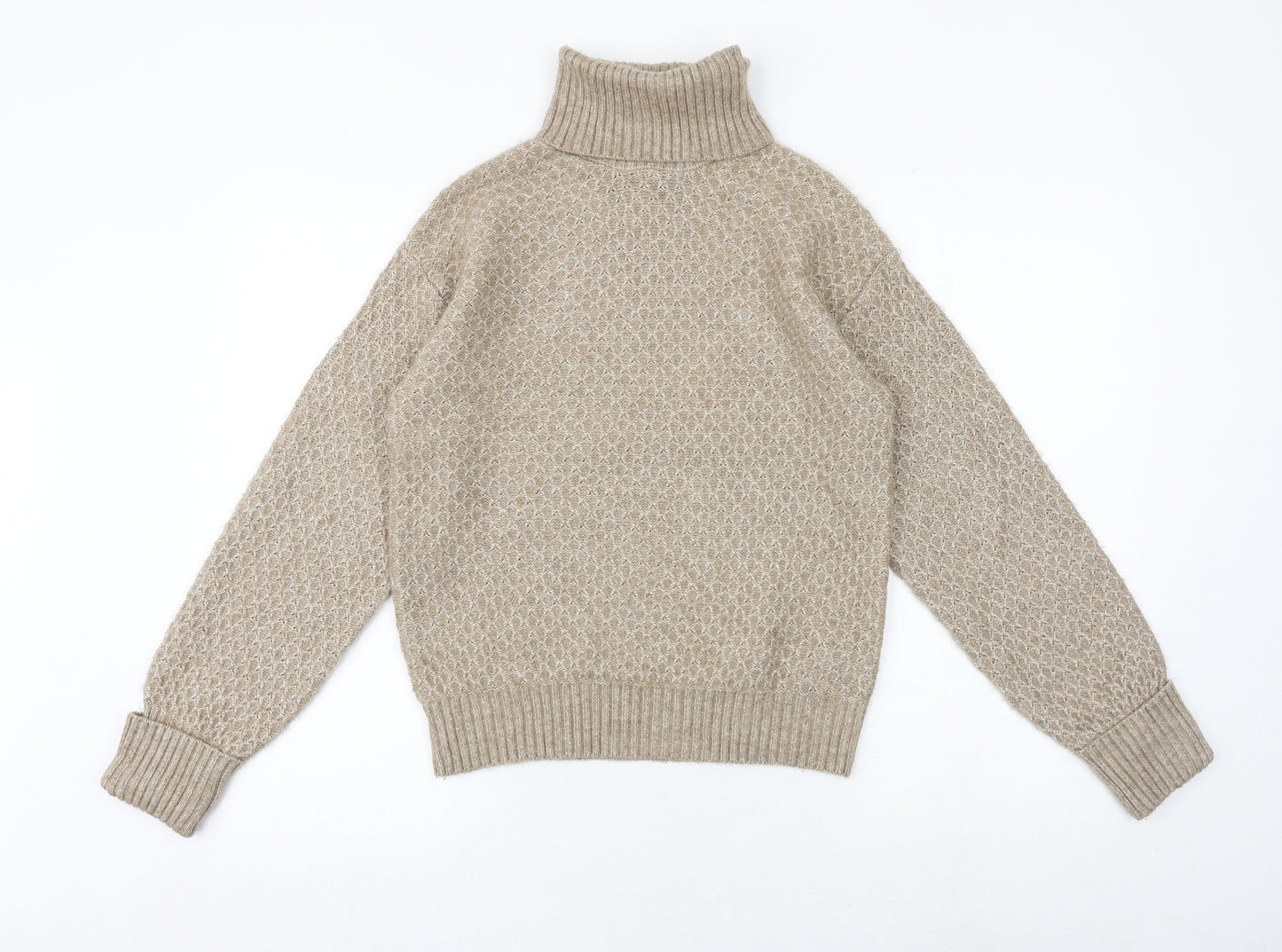 Marks and Spencer Womens Brown Roll Neck Polyester Pullover Jumper Size S