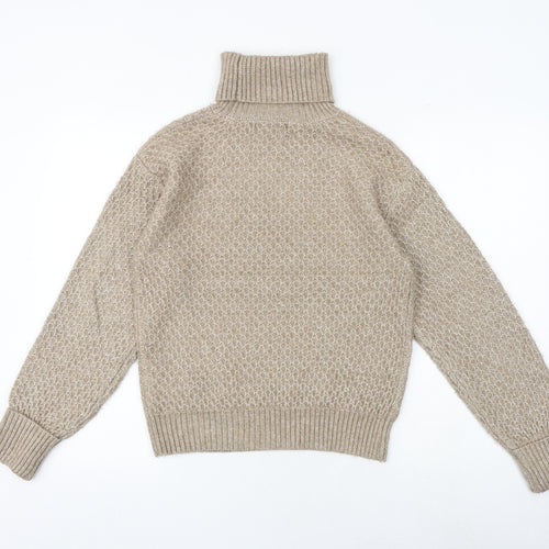 Marks and Spencer Womens Brown Roll Neck Polyester Pullover Jumper Size S