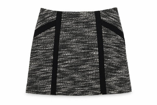 Front view of New Look women’s black cotton a-line set, size UK 12, zip