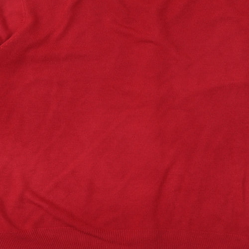 Marks and Spencer Womens Red Round Neck Acrylic Cardigan Jumper Size 16