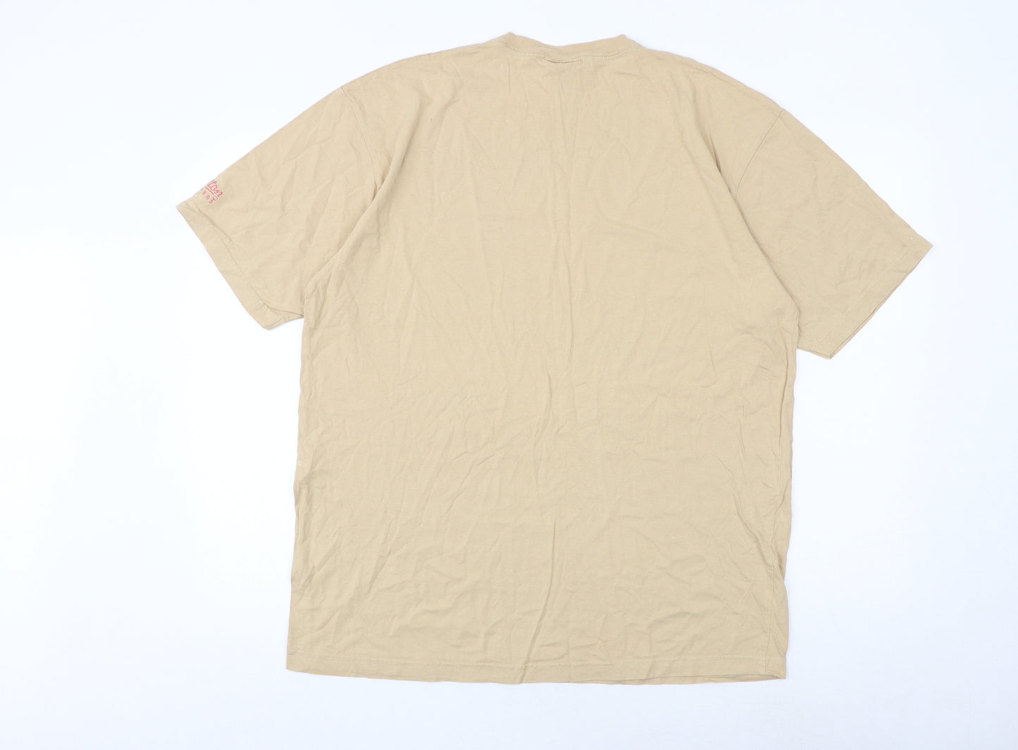 Cotton Traders Mens Beige Cotton T-Shirt Size L Round Neck