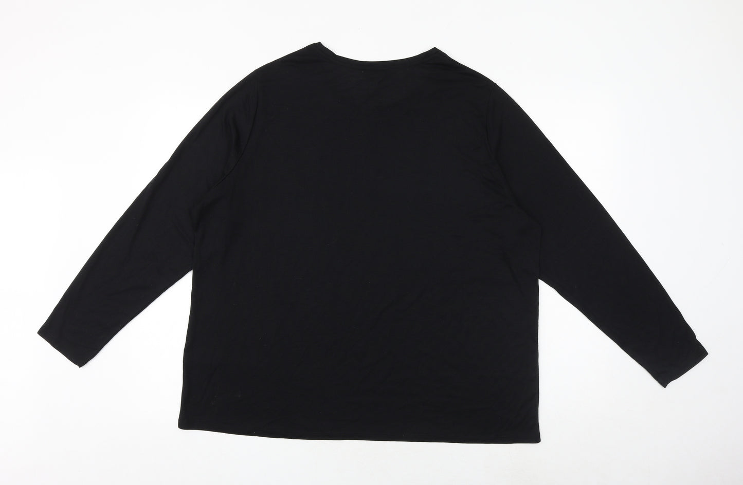 Marks and Spencer Womens Black Viscose Basic T-Shirt Size 24 Round Neck