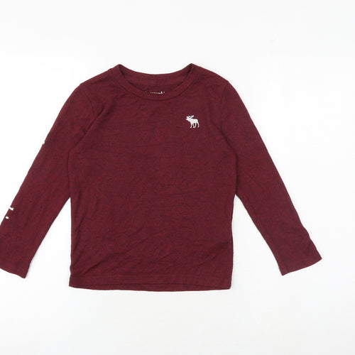 Abercrombie & Fitch Boys Red Viscose Basic T-Shirt Size 5-6 Years Round Neck Pullover