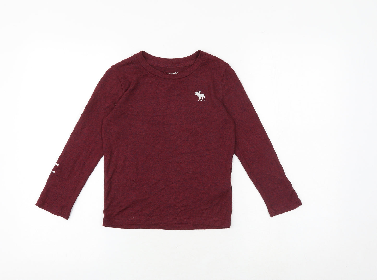 Abercrombie & Fitch Boys Red Viscose Basic T-Shirt Size 5-6 Years Round Neck Pullover