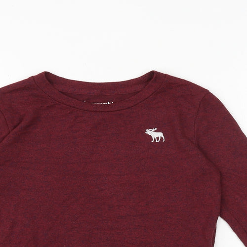 Abercrombie & Fitch Boys Red Viscose Basic T-Shirt Size 5-6 Years Round Neck Pullover