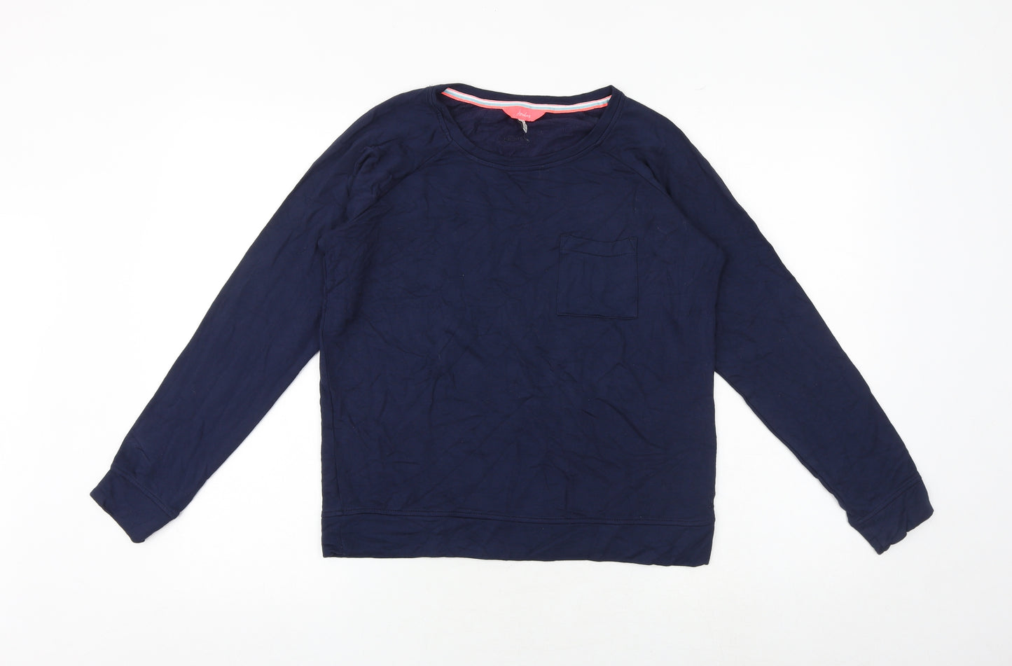 Joules Womens Blue Viscose Basic T-Shirt Size 12 Boat Neck