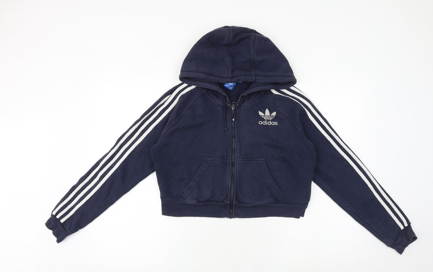 adidas Womens Blue Cotton Full Zip Hoodie Size 12 Zip