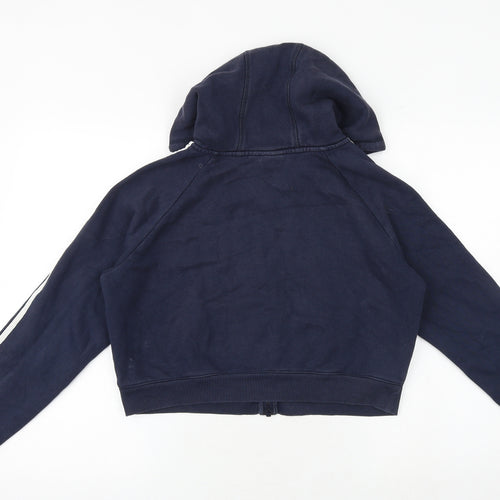 adidas Womens Blue Cotton Full Zip Hoodie Size 12 Zip
