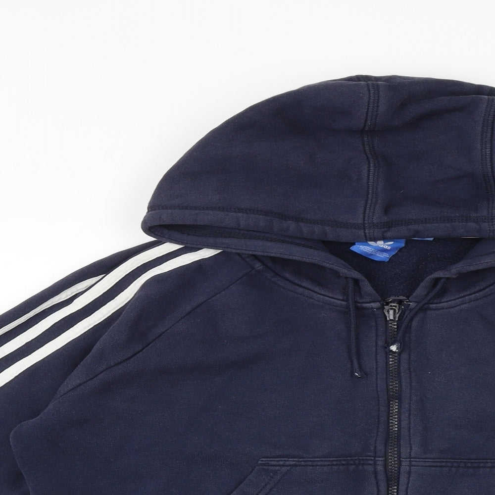 adidas Womens Blue Cotton Full Zip Hoodie Size 12 Zip