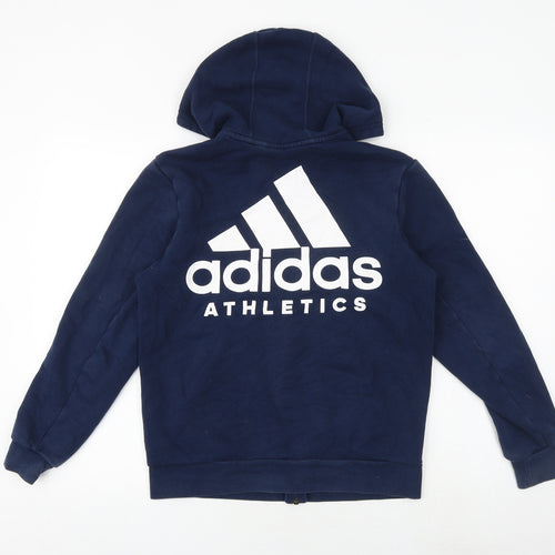 adidas Boys Blue Cotton Pullover Hoodie Size 13-14 Years Zip