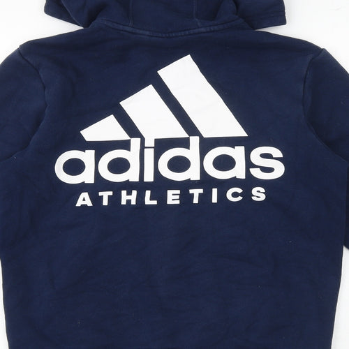 adidas Boys Blue Cotton Pullover Hoodie Size 13-14 Years Zip