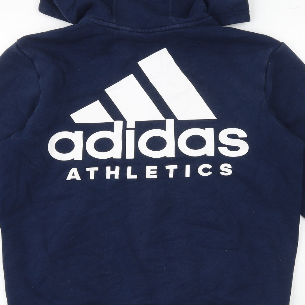 adidas Boys Blue Cotton Pullover Hoodie Size 13-14 Years Zip