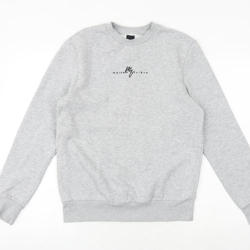 River Island Mens Grey Polyester Pullover Sweatshirt Size S