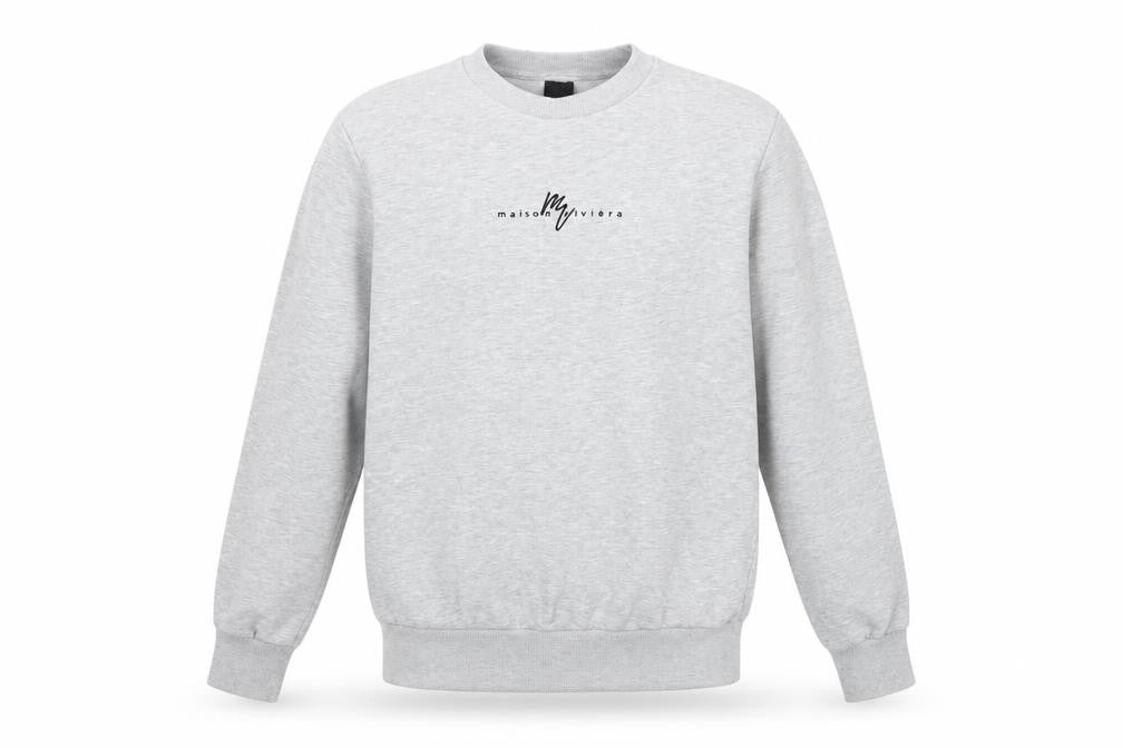 Front view of River Island men’s grey polyester pullover sweatshirt, size S