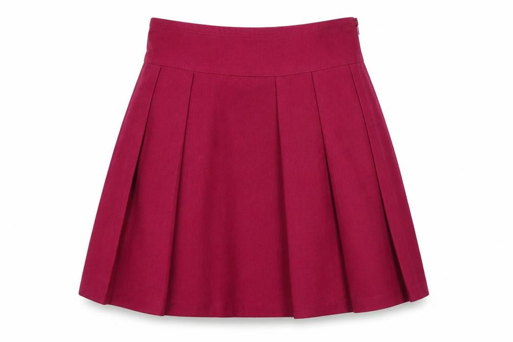 Front view of Oasis women’s pink polyester tulip skirt, size UK 8, zip