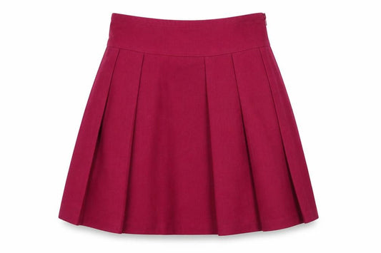 Front view of Oasis women’s pink polyester tulip skirt, size UK 8, zip