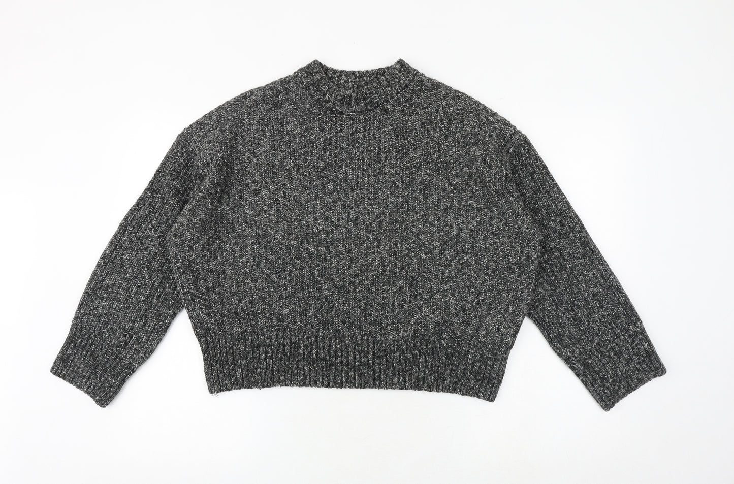 H&M Womens Grey Round Neck Cotton Pullover Jumper Size M