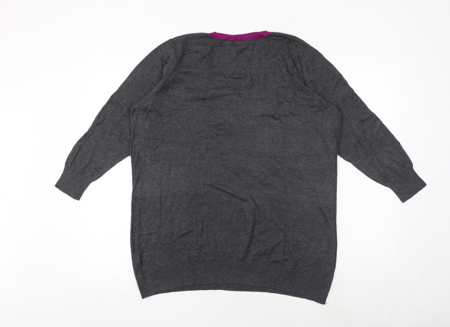 Gap Womens Grey V-Neck Cotton Pullover Jumper Size L