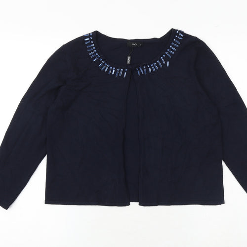 M&Co Womens Blue Round Neck Viscose Cardigan Jumper Size 12