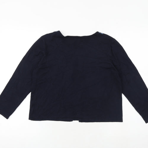 M&Co Womens Blue Round Neck Viscose Cardigan Jumper Size 12