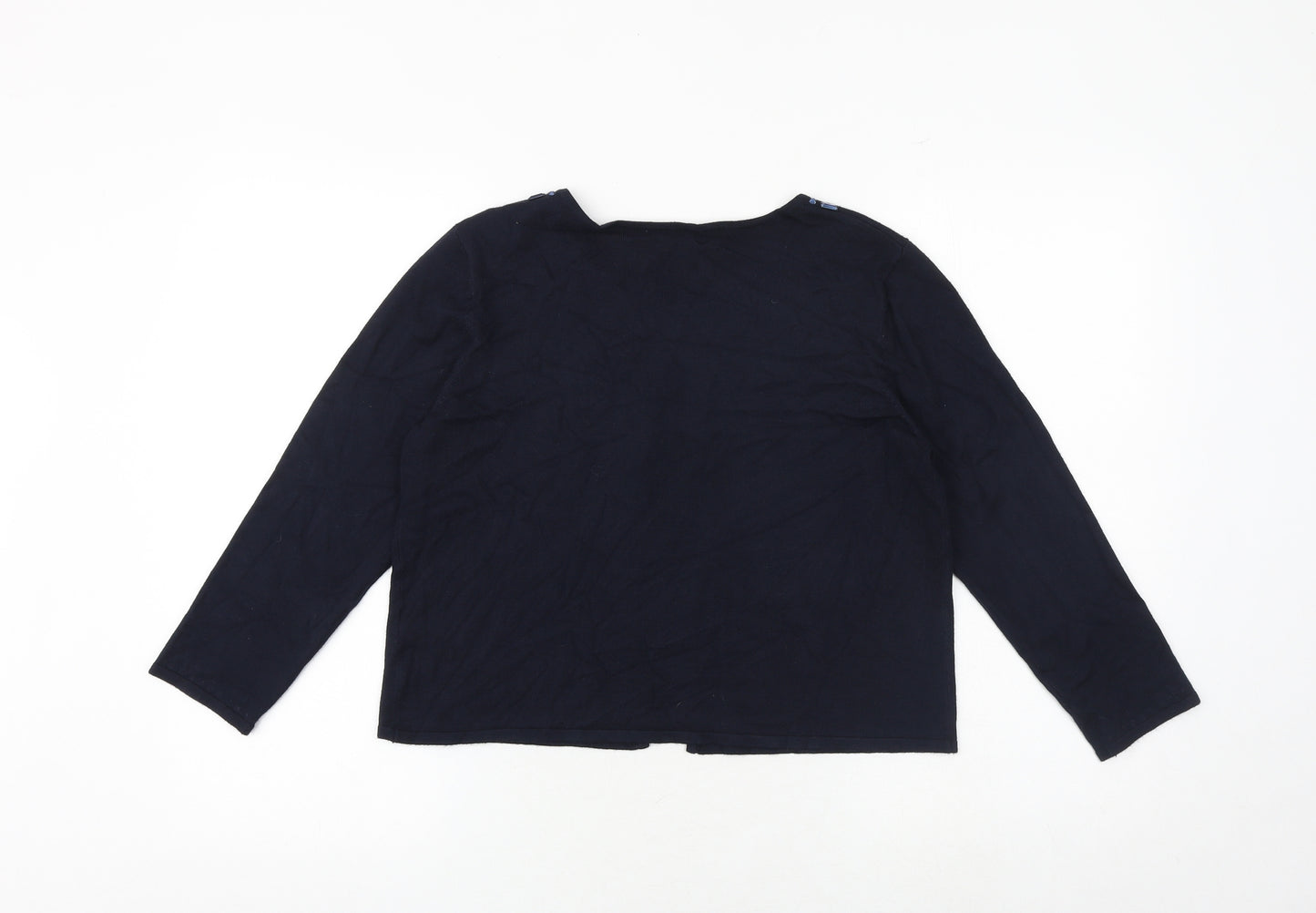 M&Co Womens Blue Round Neck Viscose Cardigan Jumper Size 12