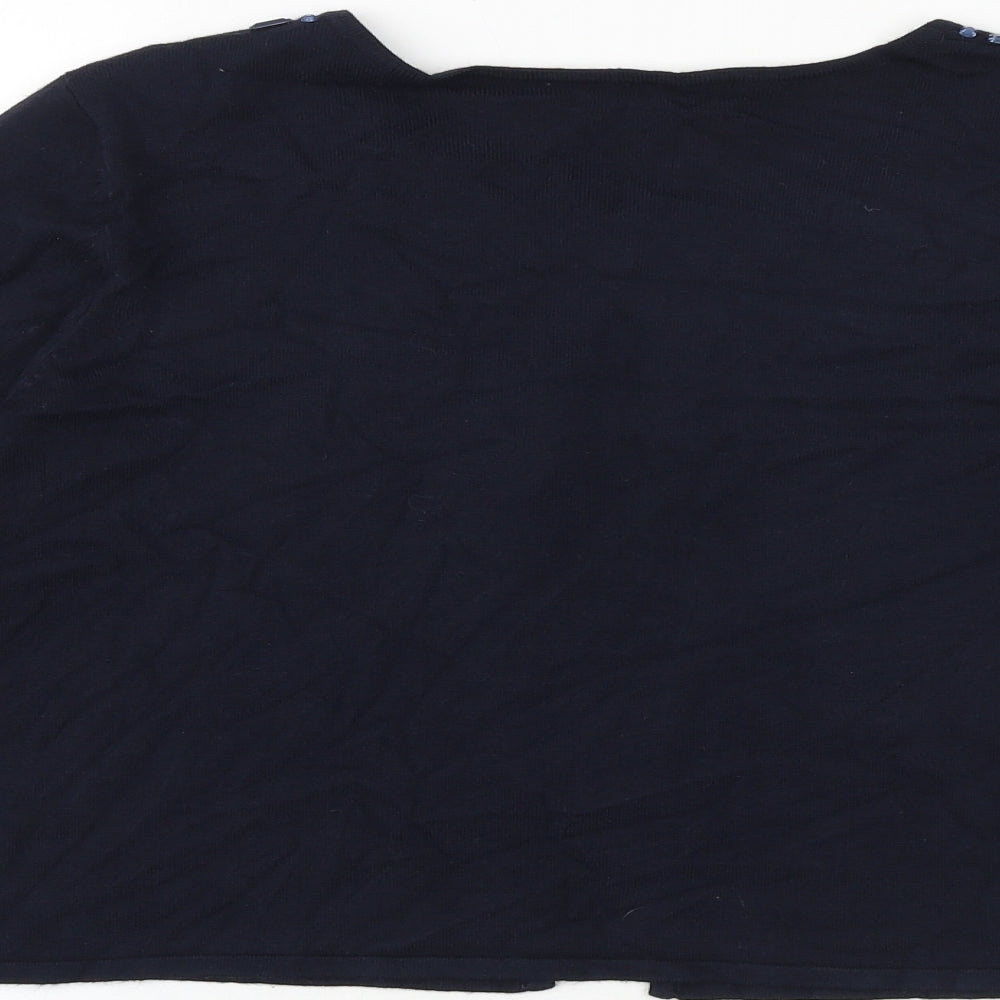 M&Co Womens Blue Round Neck Viscose Cardigan Jumper Size 12