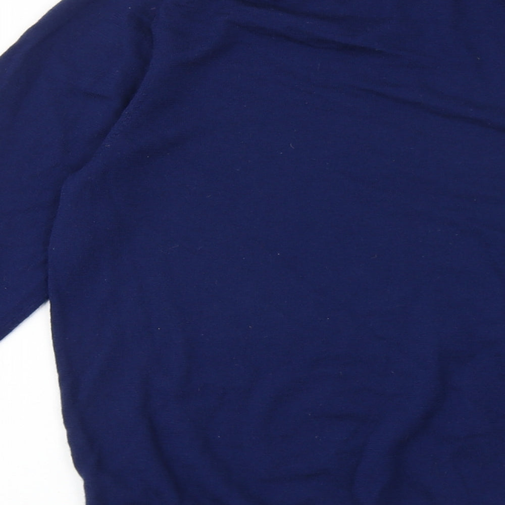 Marks and Spencer Mens Blue V-Neck Acrylic Pullover Jumper Size S Long Sleeve