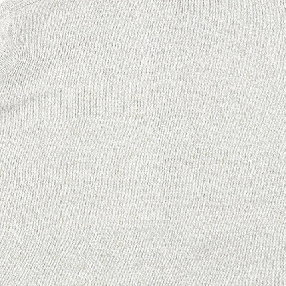 Marks and Spencer Mens Beige High Neck Cotton Full Zip Jumper Size 2XL Long Sleeve