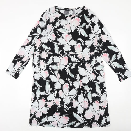 Bonmarché Womens Black Floral Polyester A-Line Size 22 Round Neck Pullover