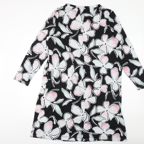 Bonmarché Womens Black Floral Polyester A-Line Size 22 Round Neck Pullover