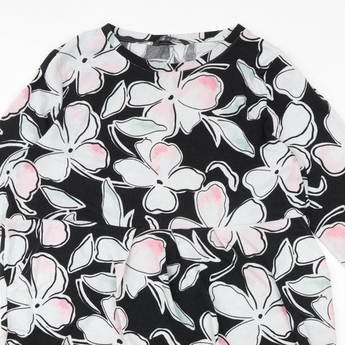 Bonmarché Womens Black Floral Polyester A-Line Size 22 Round Neck Pullover