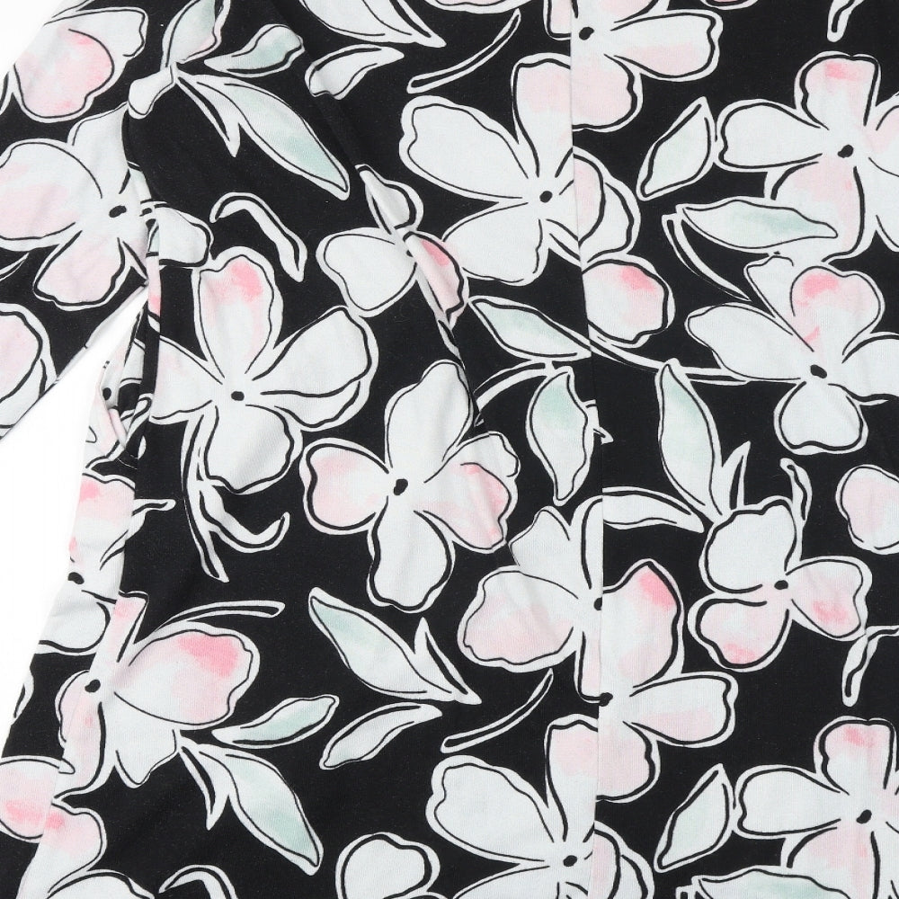 Bonmarché Womens Black Floral Polyester A-Line Size 22 Round Neck Pullover